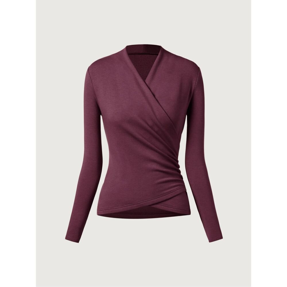 OGL Women’s Heavy Thermal Surplice Long Sleeve Top Plum Eco-Mousse